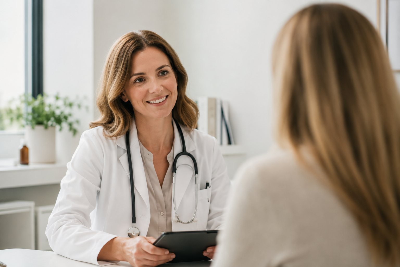 Physician reviewing patient data on a tablet